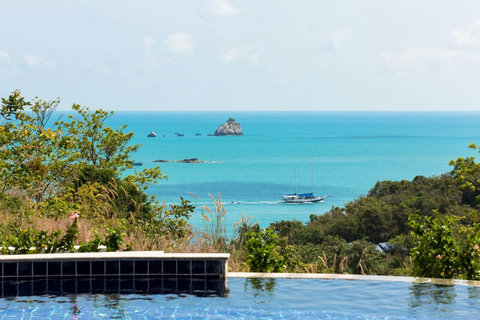 Turquoise ocean views from infinity pool Thongsong Bay Koh Samui
