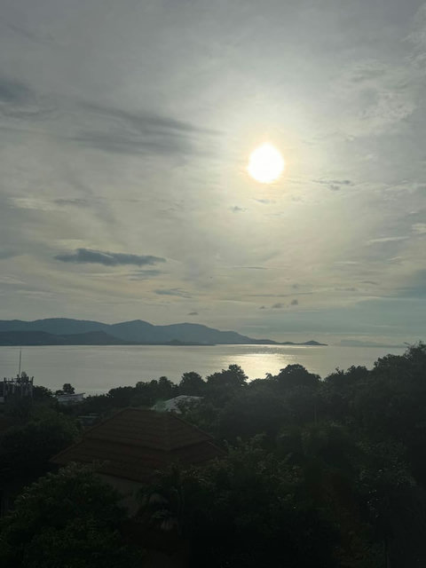 Sunset view from villa over Thongsong Bay islands Koh Samui