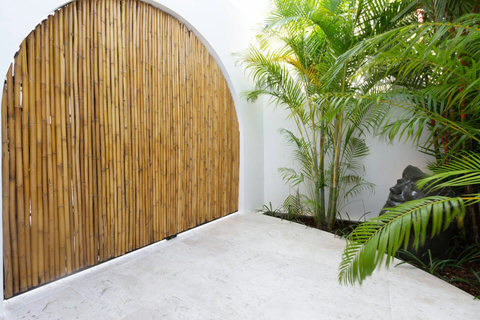 Artistic bedroom with tropical floral mural at C Villa piece of art villa, Plai Laem Koh Samui