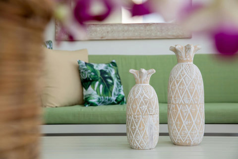 Handcrafted decorative vases and designer furnishings at C Villa art retreat, Koh Samui