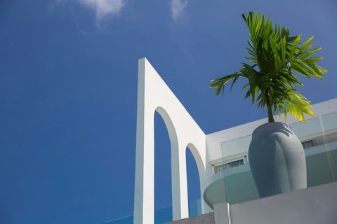 Stunning Moorish-inspired white architecture at C Villa luxury art retreat in Plai Laem, Koh Samui