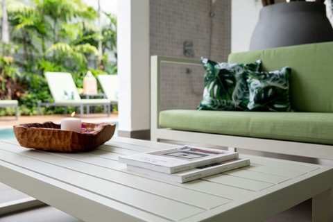 Luxurious spa-style bathroom with premium finishes at C Villa art retreat in Plai Laem, Thailand