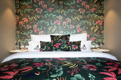 Tropical leaf bedroom with botanical design at C Villa 8BR Plai Laem luxury rental
