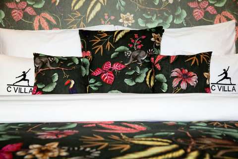 Signature C Villa tropical floral branding and curated art details, Plai Laem Koh Samui