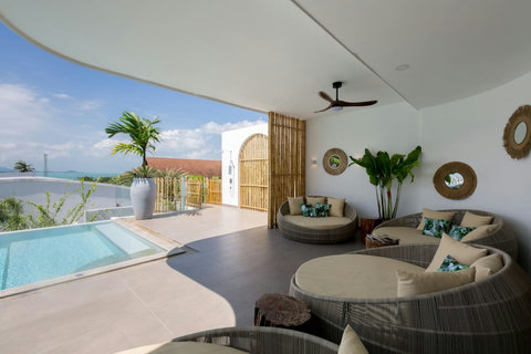 Infinity pool with panoramic ocean views at C Villa luxury vacation rental, Koh Samui Thailand