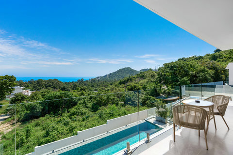 Tropical hillside panorama with Samui sea views from Villa Maya - 3BR Chaweng Noi vacation villa