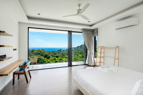 Private balcony with Koh Samui sea views at Villa Maya - 3BR Chaweng Noi villa with easy access