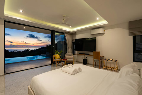 Modern white villa with pool and sea views at Villa Maya - 3BR Chaweng Noi Koh Samui rental