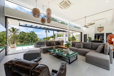 Spacious Open-Plan Living Area at Villa Bond - Modern Luxury Villa in Koh Samui with Ocean Views and Contemporary Furnishings