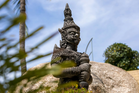 Traditional Thai Statue in Tropical Garden at Villa Bond - Authentic Thai Cultural Decor in Koh Samui Luxury Villa