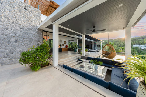 Open-Plan Living Kitchen and Dining Area - Villa Bond Koh Samui Modern Luxury Interior with Ocean Views Thailand