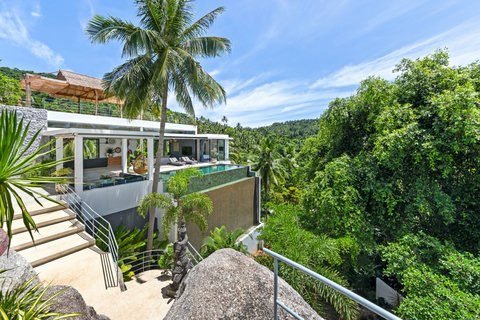 Terraced Tropical Gardens at Villa Bond - Lush Hillside Landscaping of Luxury Koh Samui Vacation Property Thailand
