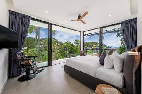 Master Bedroom with Ocean View at Villa Bond - Luxury Koh Samui Accommodation with King Bed and Private Terrace