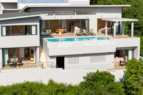 Multi-level hillside architecture at Villa Gala with stunning views, Koh Samui Thailand