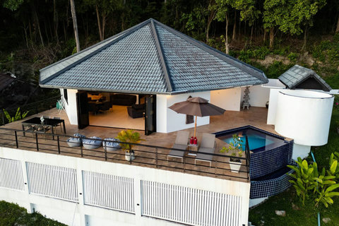 Villa SKY exterior with balcony and ocean views in Nathon Paradise Village, Koh Samui