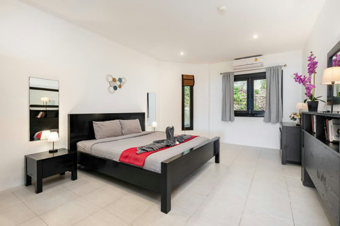 Elegant master bedroom with king bed and sea views at Villa SKY, Nathon Koh Samui