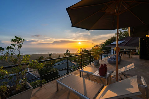 Sunset terrace with pool and panoramic ocean views at Villa SKY, Nathon Paradise Village Koh Samui