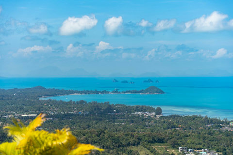 Tropical garden with palm trees and ocean views at Villa SKY, Nathon Paradise Village Koh Samui