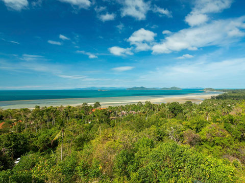 Tropical jungle hillside with ocean and coastal panorama - Villa Soluna natural surroundings southern Koh Samui