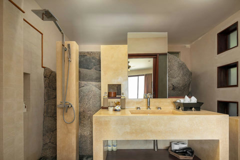 Contemporary bathroom with sleek double vanity and modern design - Villa Soluna 5-bedroom luxury hillside retreat southern Koh Samui