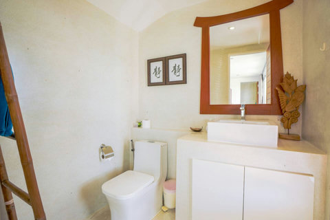 Modern white bathroom with walk-in shower