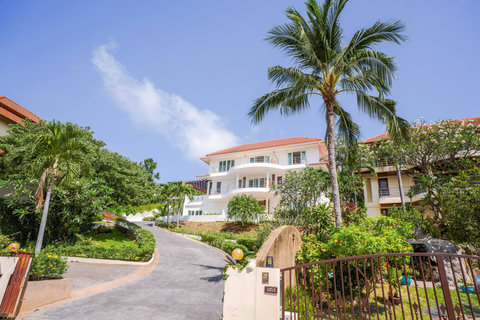 Tropical garden pathway leading to the villa