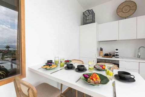 Charming breakfast nook with fresh local food and modern design at C Villa, Koh Samui holiday home