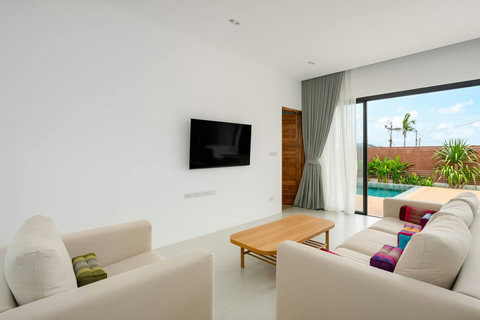 Bright living room with pool terrace access Mark villa Marlow Samui