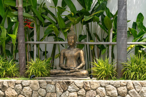 Serene Buddha garden feature with bamboo Villa Jasmine Koh Samui luxury villa rental Thailand