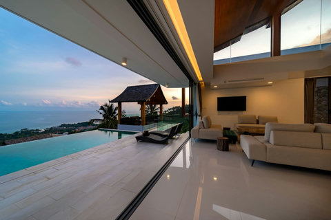 Evening ambiance at Villa Ariya - Private infinity pool with stunning Koh Samui sunset and sea views