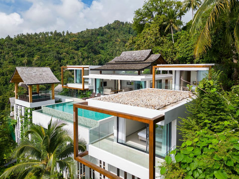 Villa Ariya Koh Samui exterior - Private pool with covered sala pavilion surrounded by lush tropical gardens