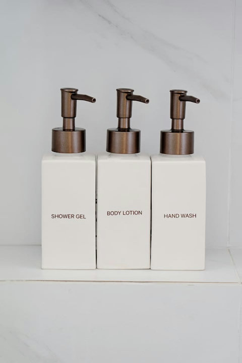 Complimentary bathroom toiletries - shower gel, body lotion and hand wash