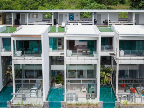 Rooftop terrace and modern exterior at Villa J3, Replay Residence Bangrak Koh Samui