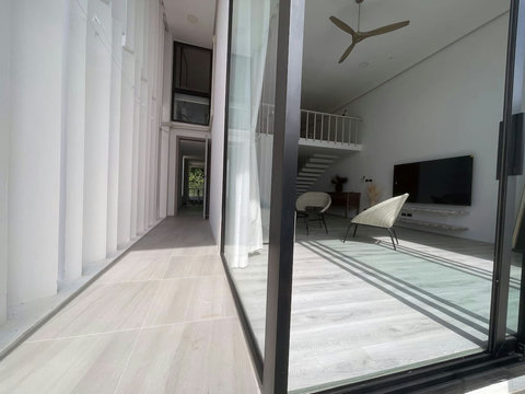 Modern hallway and interior corridor at Villa Q1, Bangrak Koh Samui