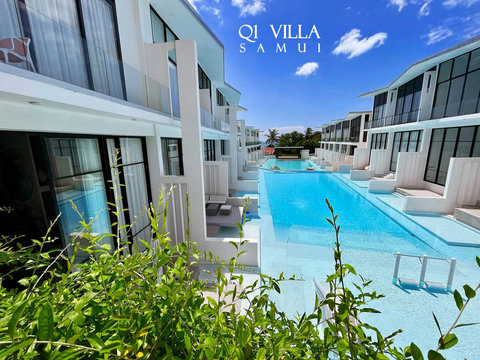 Pool and terrace views at Villa Q1, Replay Residence Bangrak Koh Samui