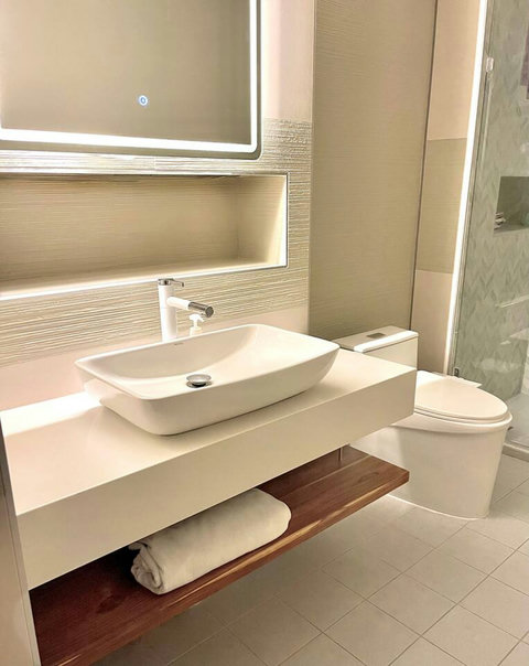 Modern bathroom with soaking bathtub at Villa Q1, Replay Residence Bangrak Koh Samui
