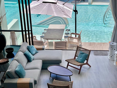 Modern designer interior with jacuzzi at Villa Q1, Replay Residence Koh Samui