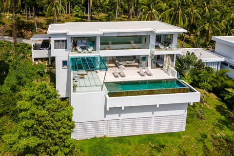 Contemporary White Villa Architecture with Multi-Level Design - Villa Love Koh Samui Luxury Rental