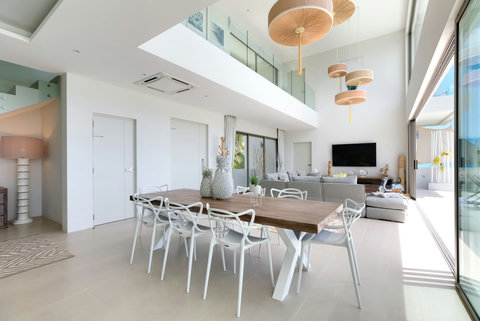 Elegant Dining Area with Marble Table and Sea Views - Villa Love Koh Samui
