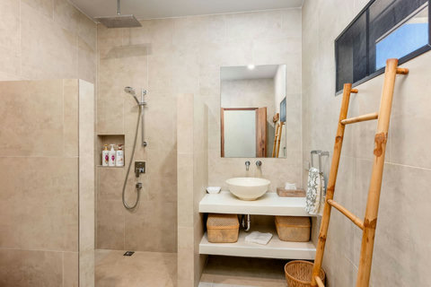 Modern bathroom with vanity and natural light