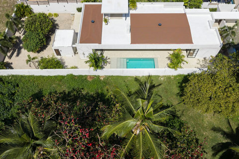 Drone view of the entire villa estate and gardens