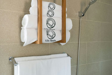 Premium Villa Neela branded towels and bath amenities
