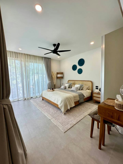 Beautifully styled bedroom at Villa Amala 3BR pool villa Koh Samui.