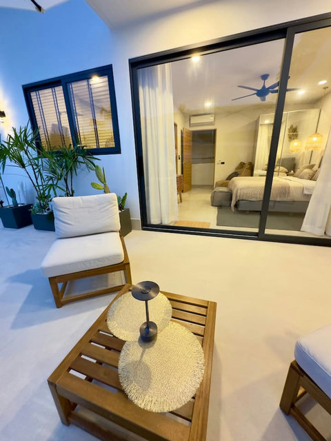 Master bedroom with pool view at Villa Amala – wake up to tropical Koh Samui in your 3BR pool villa.
