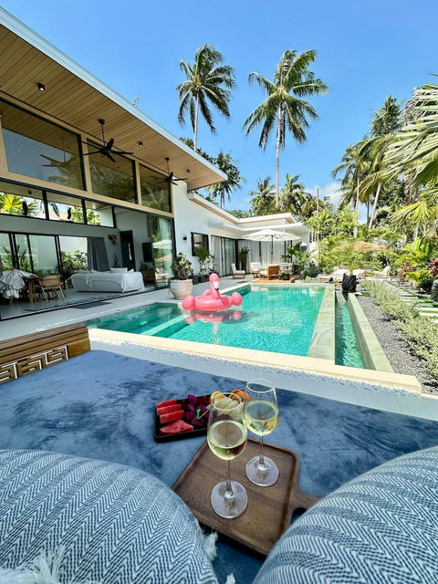 Full villa view from poolside at Villa Amala 3BR pool villa Koh Samui.