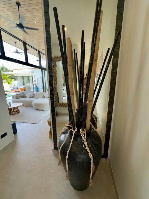 Designer interior detail at Villa Amala – thoughtful Balinese-inspired styling in your Koh Samui pool villa.