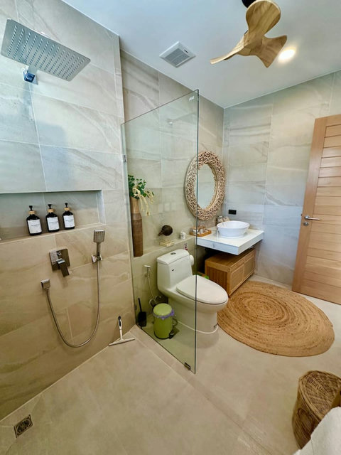 Bathroom vanity with quality amenities at Villa Amala 3BR pool villa Koh Samui.