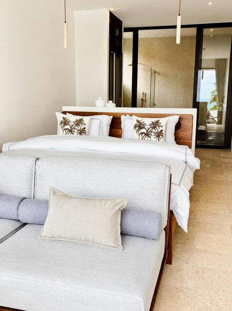 “Master bedroom with king bed, private balcony and sunrise ocean view over Lamai Bay”