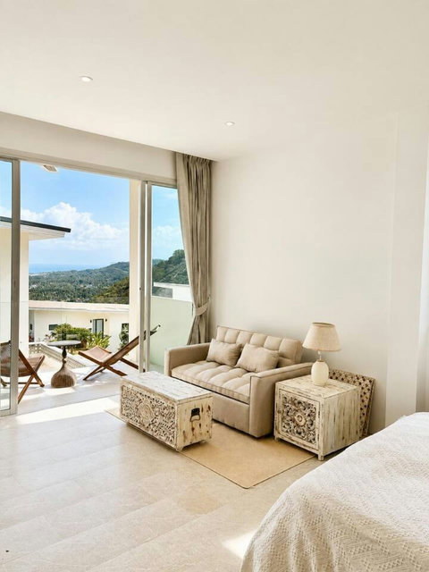 Balcony seating with wide seaview at Solaya Seaview Pool Villa Koh Samui