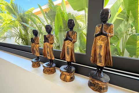 Traditional Thai wooden decorations adding authentic island character to the villa